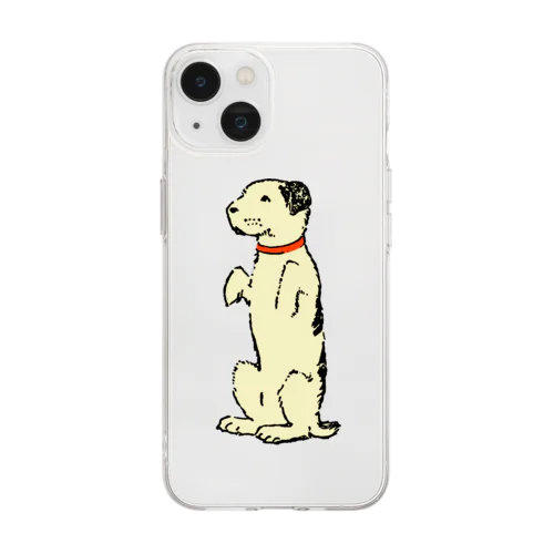 たちあがる犬・クリーム色 Soft Clear Smartphone Case