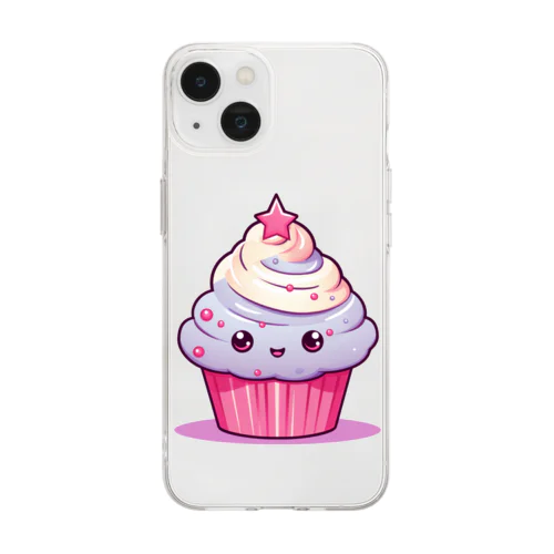 可愛いカップケーキ Soft Clear Smartphone Case