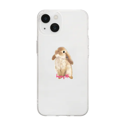 うさぎのハッピーさん Soft Clear Smartphone Case