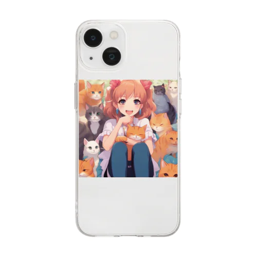 猫×美少女 Soft Clear Smartphone Case