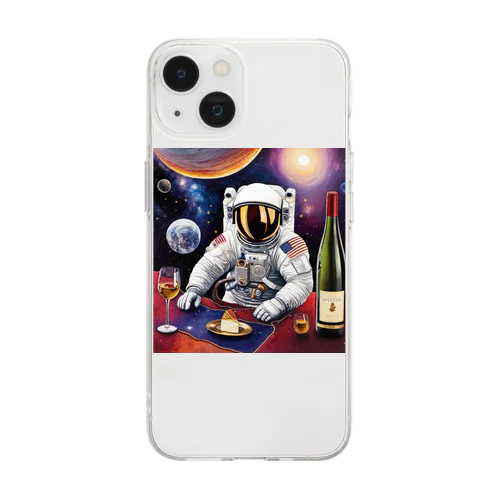 宇宙空間に合うワイン Soft Clear Smartphone Case