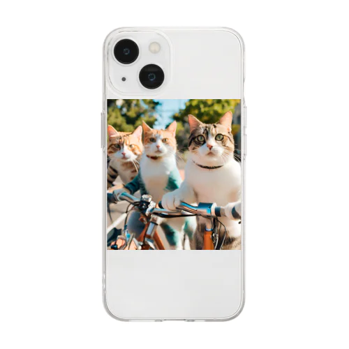 ねこねこサイクリング Soft Clear Smartphone Case