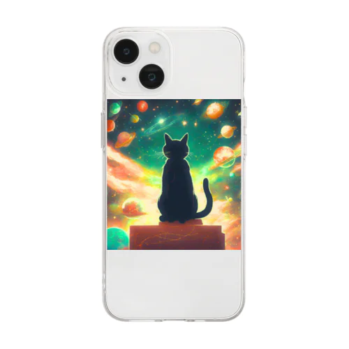 宇宙のすべてを知ってしまった猫 Soft Clear Smartphone Case