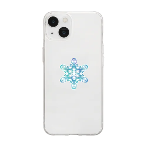 雪の結晶柄02 Soft Clear Smartphone Case