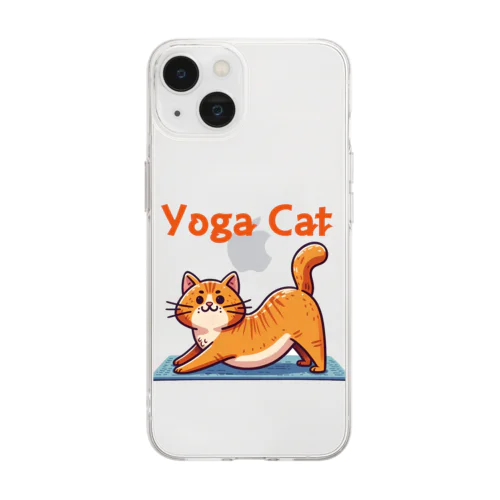 ヨガで猫のポーズ Soft Clear Smartphone Case