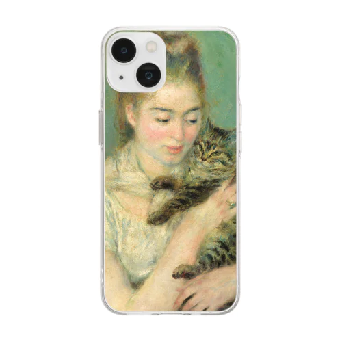 ルノワール「猫を抱く女性」　ピエール＝オーギュスト・ルノワールの絵画【名画】 Soft Clear Smartphone Case