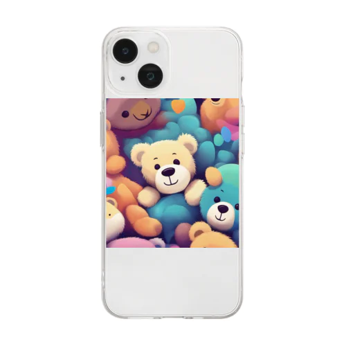 たくさんの熊のぬいぐるみ Soft Clear Smartphone Case