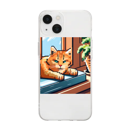 ドット絵スナドリネコ Soft Clear Smartphone Case