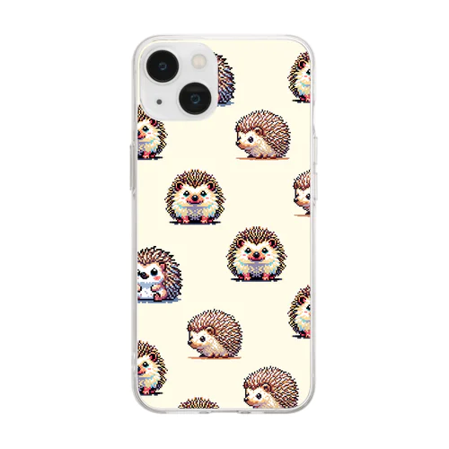 ドット絵のハリネズミver.6 Soft Clear Smartphone Case