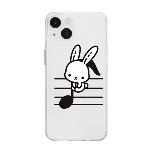 音符♪＆うさちゃん🐰 Soft Clear Smartphone Case