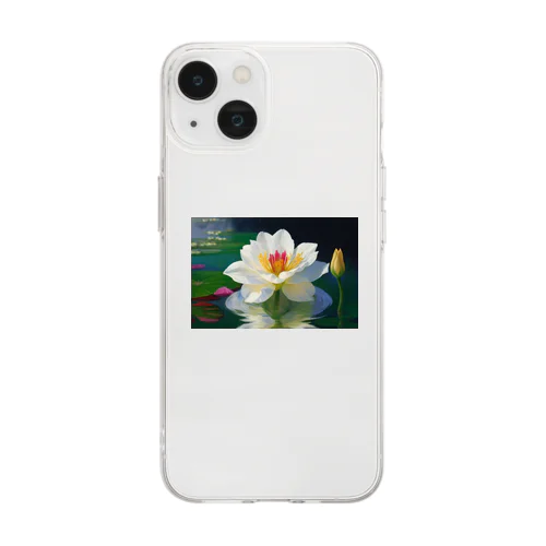 水辺に咲く純白の花 Soft Clear Smartphone Case