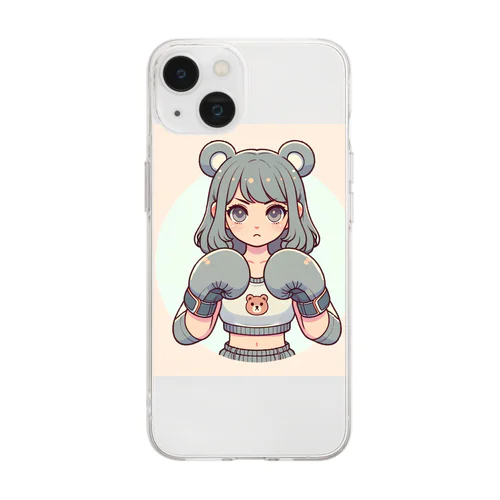 戦うクマ子 Soft Clear Smartphone Case