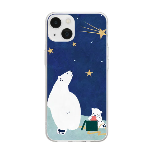 とある冬の日～ホッキョクグマと流れ星～ Soft Clear Smartphone Case