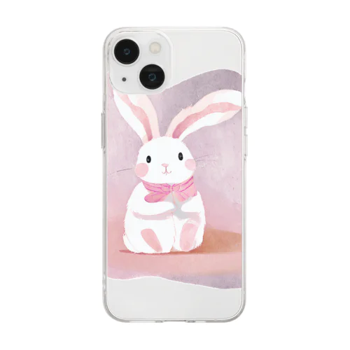 夢見るピンクうさぎ Soft Clear Smartphone Case