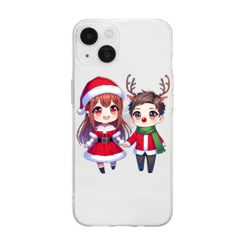 サンタ子ちゃんと鹿くん Soft Clear Smartphone Case