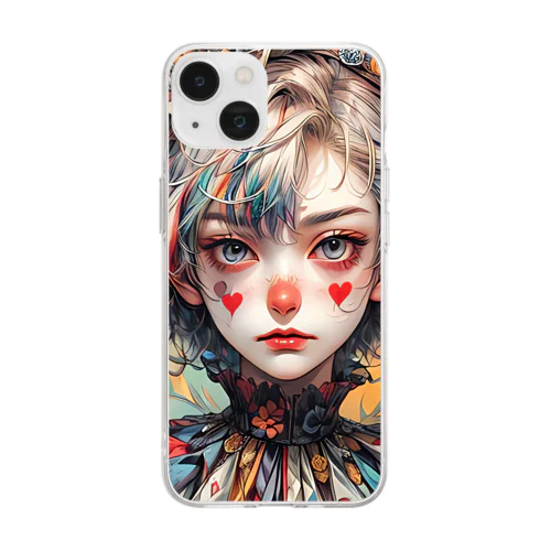 JK-005 Pierrot girl Soft Clear Smartphone Case