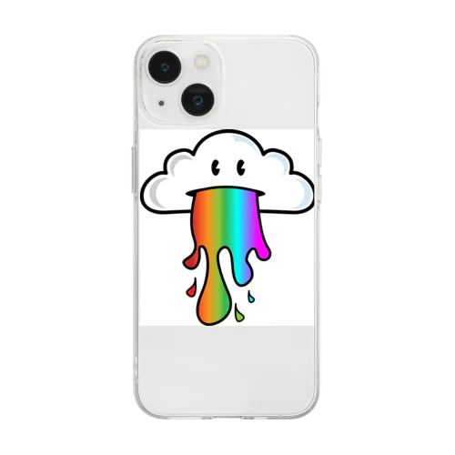 かわいい雲が虹を架ける ソフトクリアスマホケース