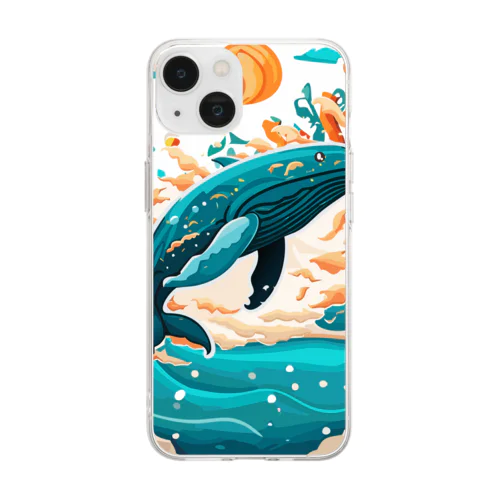 ダイナミックに飛ぶクジラちゃん Soft Clear Smartphone Case