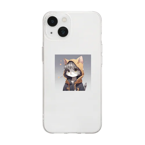 パーカー猫 Soft Clear Smartphone Case