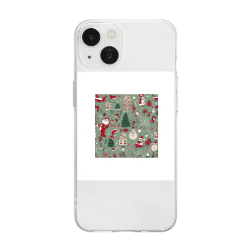 ハッピークリスマス Soft Clear Smartphone Case