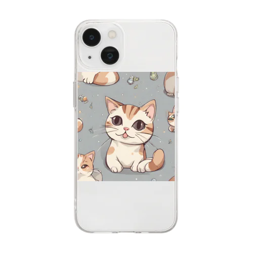 ねこみけちゃん Soft Clear Smartphone Case