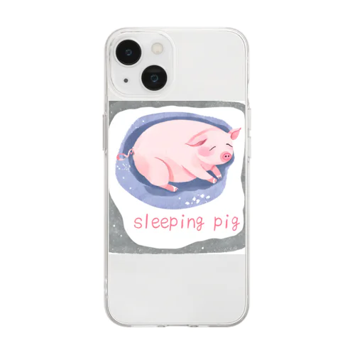 寝てるぶたちゃんグッズ Soft Clear Smartphone Case