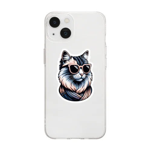 いかした猫 Soft Clear Smartphone Case