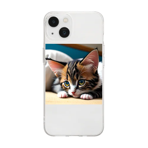 見つめる子猫 Soft Clear Smartphone Case