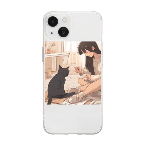 猫との柔らかな時間 Soft Clear Smartphone Case