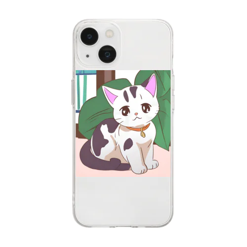 ふわにゃんこ Soft Clear Smartphone Case