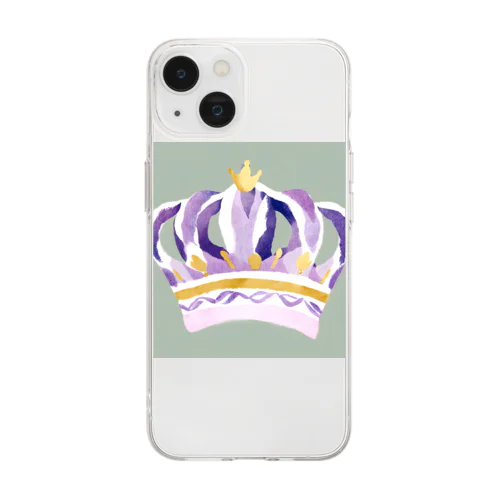 水彩画風王冠アート Soft Clear Smartphone Case