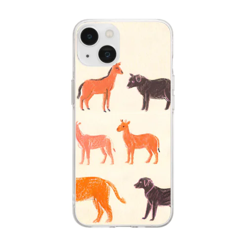 ゆるくてかわいい動物の群れ Soft Clear Smartphone Case