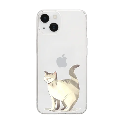 振り向き猫さん Soft Clear Smartphone Case