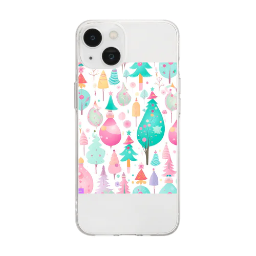 クリスマスのアート Soft Clear Smartphone Case