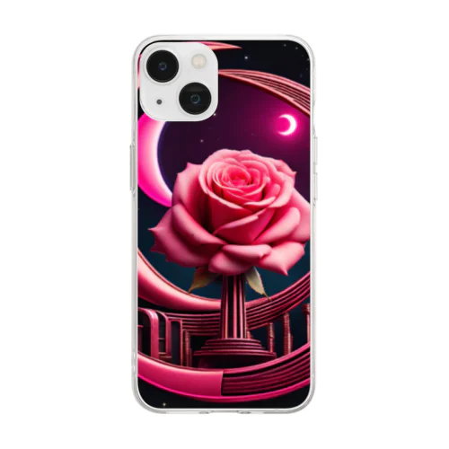 RetrowaveFlower-薔薇- Soft Clear Smartphone Case