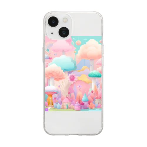 キノコのアート Soft Clear Smartphone Case