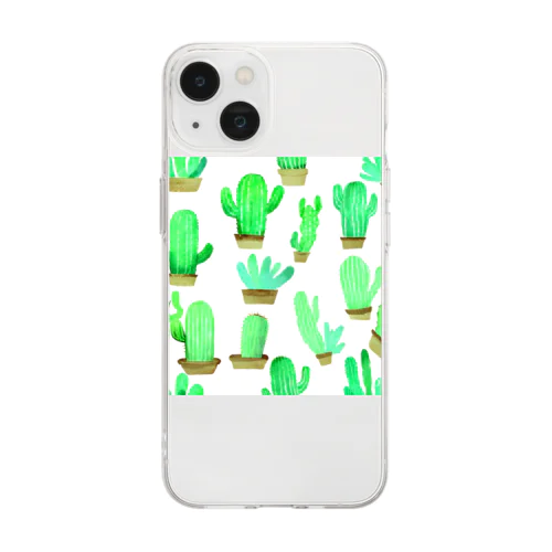 サボテンサボさん Soft Clear Smartphone Case