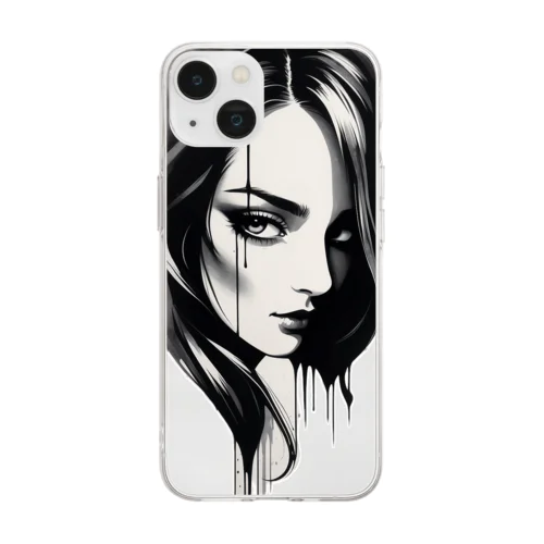 悲しき女性の黒い涙 Soft Clear Smartphone Case