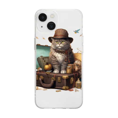 旅の途中の猫 Soft Clear Smartphone Case