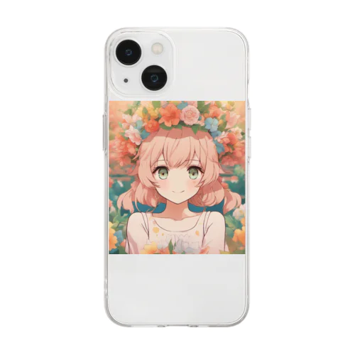  花咲く彼方の美少女のアートコレクションBeauty Amidst Blossoms - Girl's Art Collection Soft Clear Smartphone Case