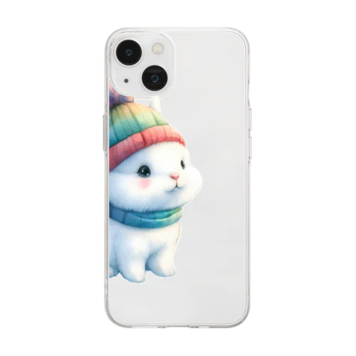 Sitting rabbit（座るウサギ） Soft Clear Smartphone Case