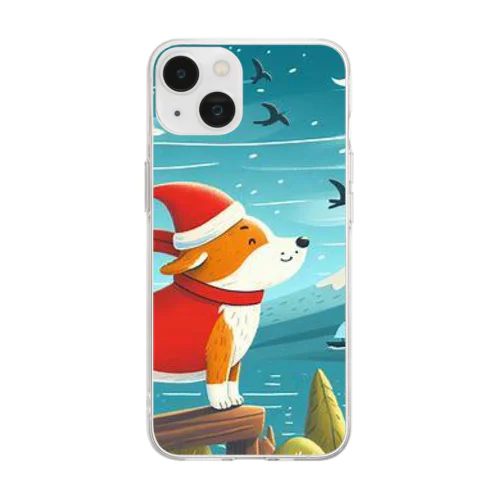 犬サンタシリーズ② Soft Clear Smartphone Case