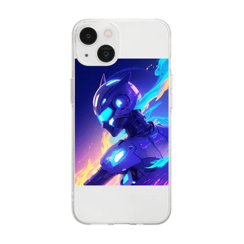 「機械狐の葛藤：進化する者の旅路」 - "Mechanical Fox's Conflict: Journey of the Evolving" Soft Clear Smartphone Case