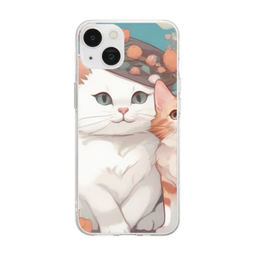 二匹の猫 Soft Clear Smartphone Case