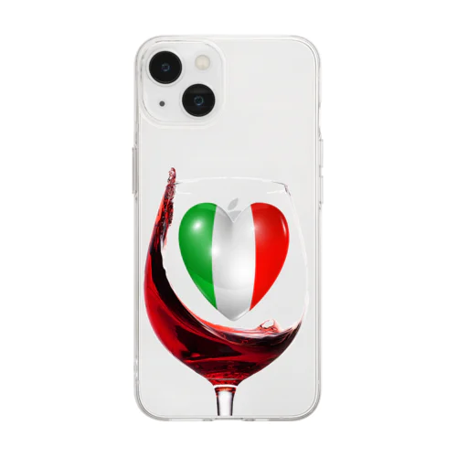 国旗とグラス：イタリア（雑貨・小物） Soft Clear Smartphone Case