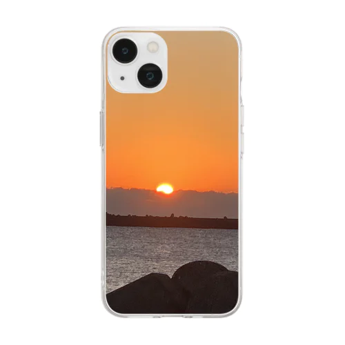 海に輝く朝日 Soft Clear Smartphone Case