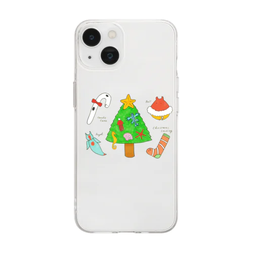 [森図鑑] 海洋生物のクリスマスパーティ Soft Clear Smartphone Case