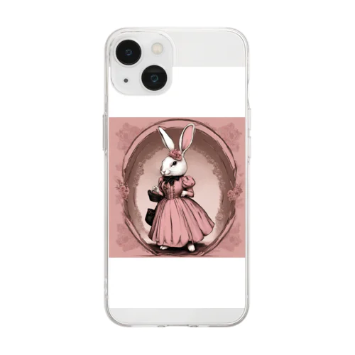 シックなウサギちゃん Soft Clear Smartphone Case