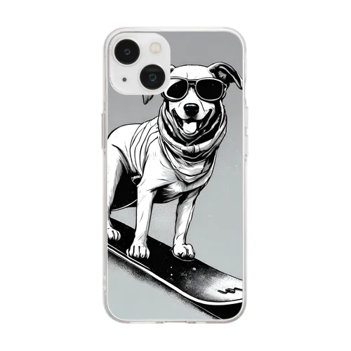 スノーボード中のピーグル犬 Soft Clear Smartphone Case