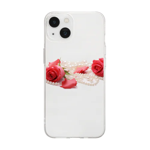 [6月]June-Pearl&Rose Soft Clear Smartphone Case